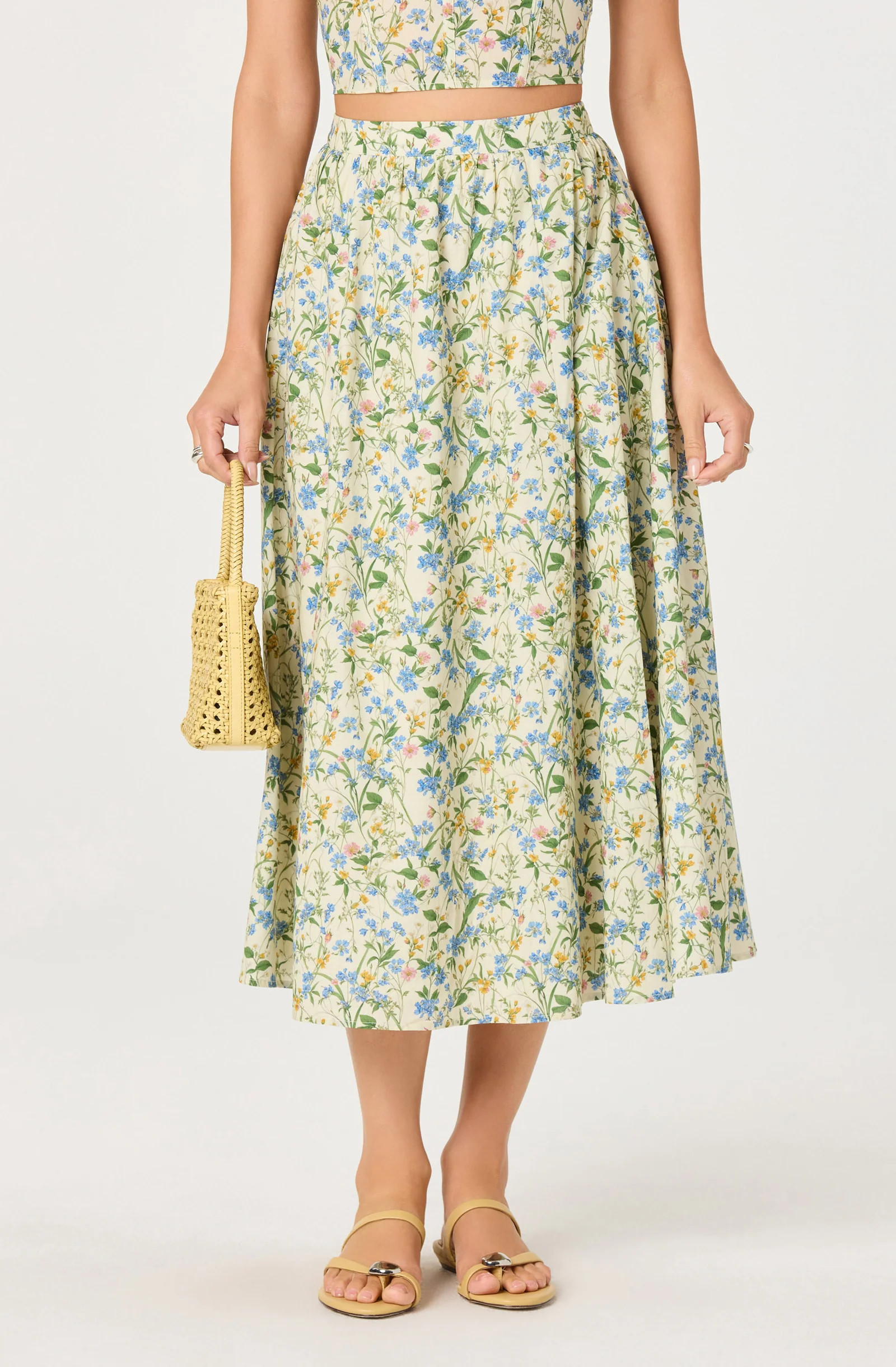 Wylda Floral Gathered A-Line Midi Skirt | ASTR The Label (US)