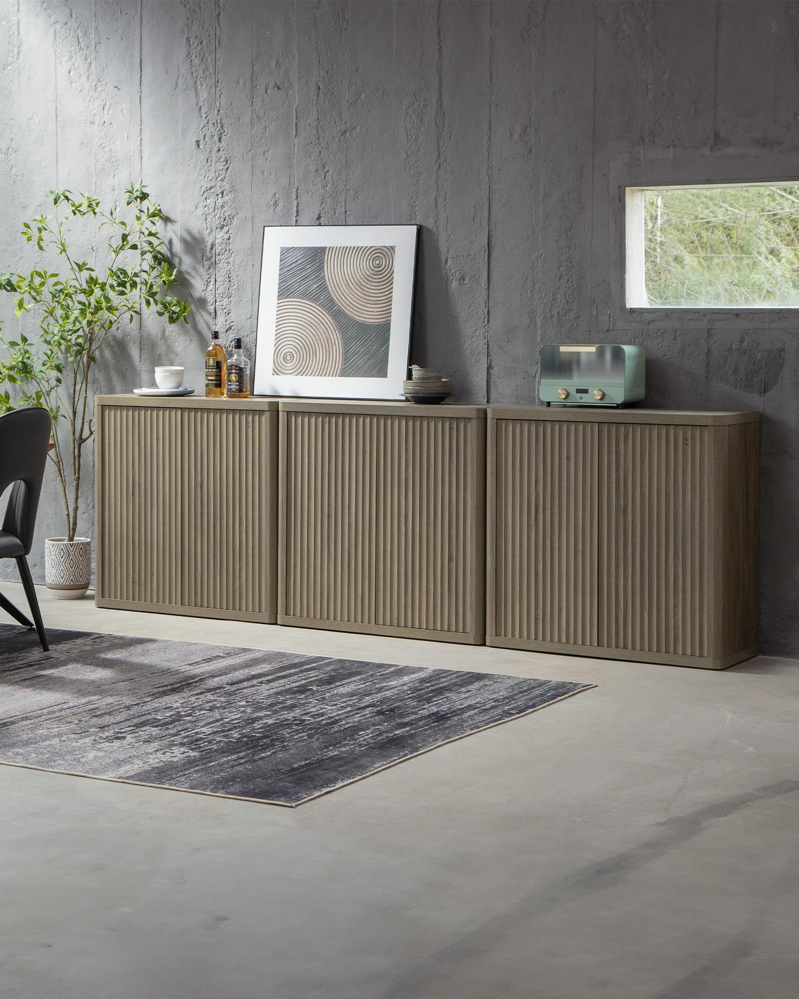 SICOTAS Buffet Cabinet with Storage 103.8" Sideboard Accent Modern Credenza with Doors & Shelves ... | Amazon (US)