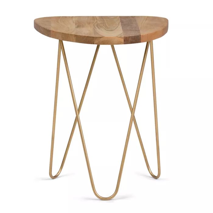 18" Tillman Metal and Wood Accent Table Natural/Gold - Wyndenhall | Target