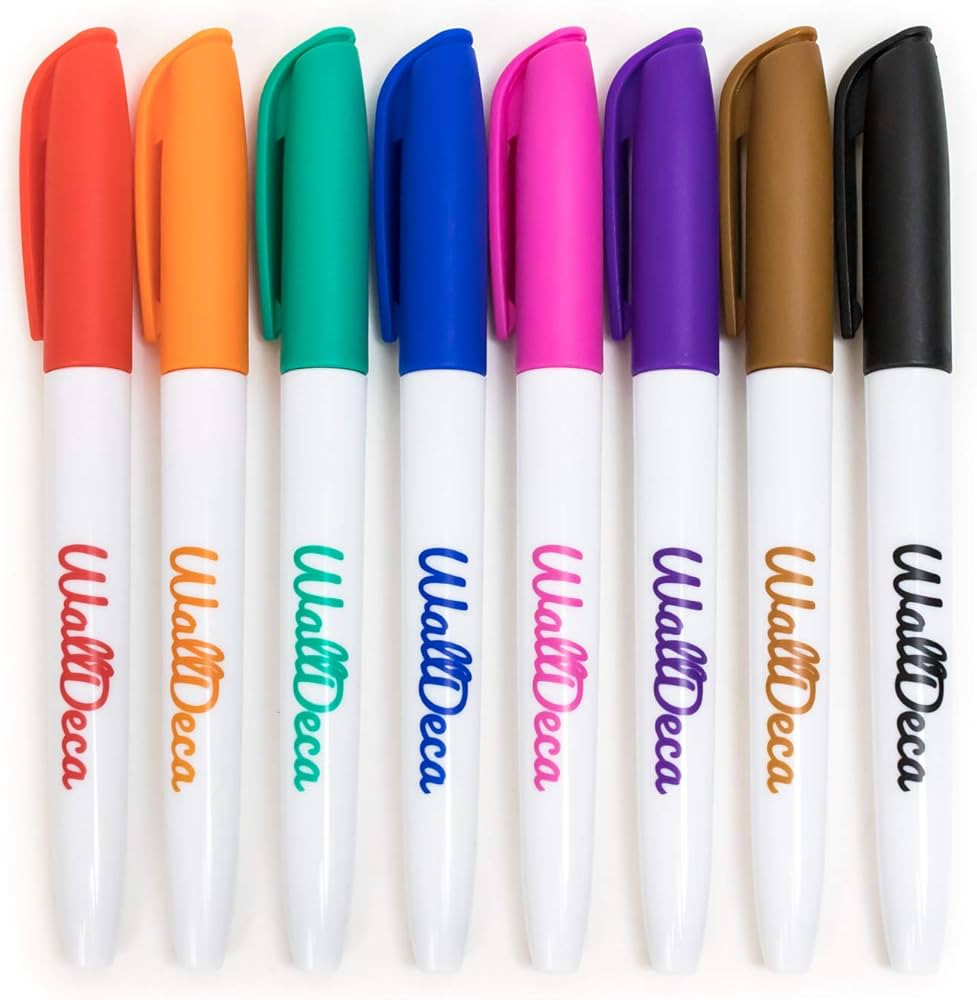 WallDeca Wet Erase Markers Fine Point, Assorted Colors, 8-Count, Multipurpose Markers - Work for ... | Amazon (US)
