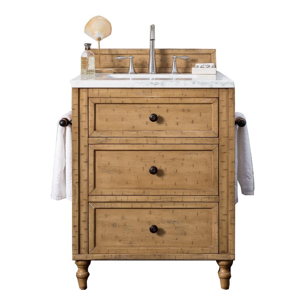 James Martin Vanities Copper Cove 26 in. W Single Bath Vanity in Driftwood Patina with Marble Van... | The Home Depot