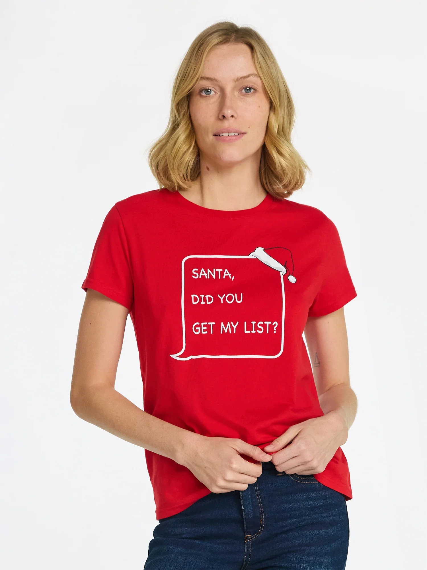 Christmas Women's List for Santa Graphic Tee with Short Sleeves, Sizes XXS-XXL | Walmart (US)