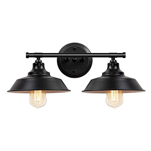 Farmhouse Bathroom Vanity Light Fixtures Matte Black, Metal Bathroom Lights Over Mirror 2-Lights,... | Amazon (US)