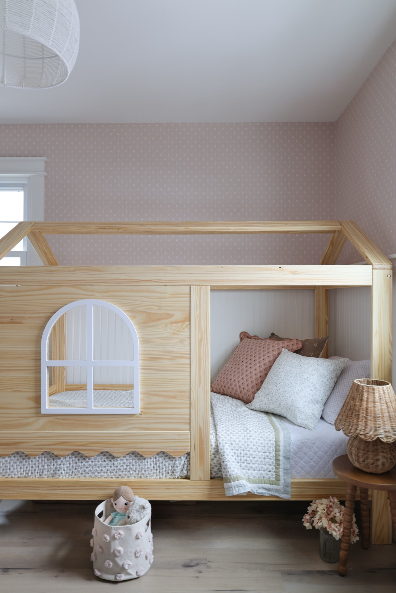 Kids room, kids bedroom, girl bedroom, girls bedroom ideas, house bed, house frame bed, twin size bed, wooden house bed, kids bedding, floral throw pillow, 

#LTKHome #LTKKids #LTKFindsUnder100