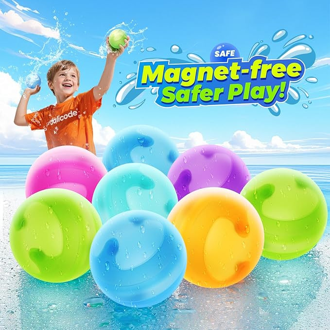 Reusable Water Balloons for Kids - No Magnets, Leak-Resistant Silicone Splash Balls, Quick-Fill &... | Amazon (US)