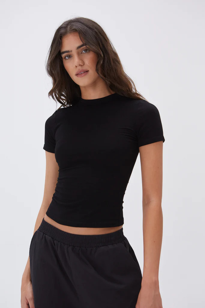 Short Sleeve Top - Black | Adanola UK