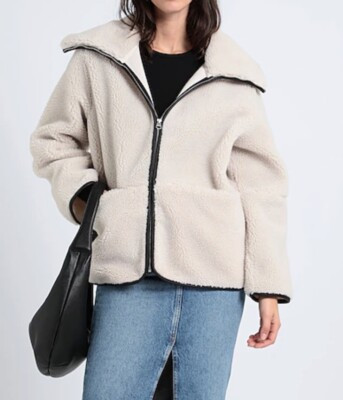 Arket Teddy Jacket Faux Leather Trim. Worn Once Excellent Brand New Cond. Sz M  | eBay | eBay CA