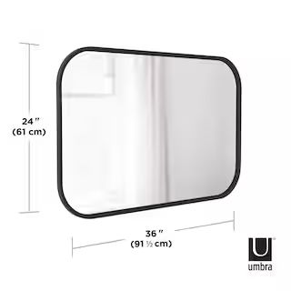 UmbraHub 36 in. H x 24 in. W Contemporary Modern Rectangle Framed Black Mirror15(27)Questions &... | The Home Depot