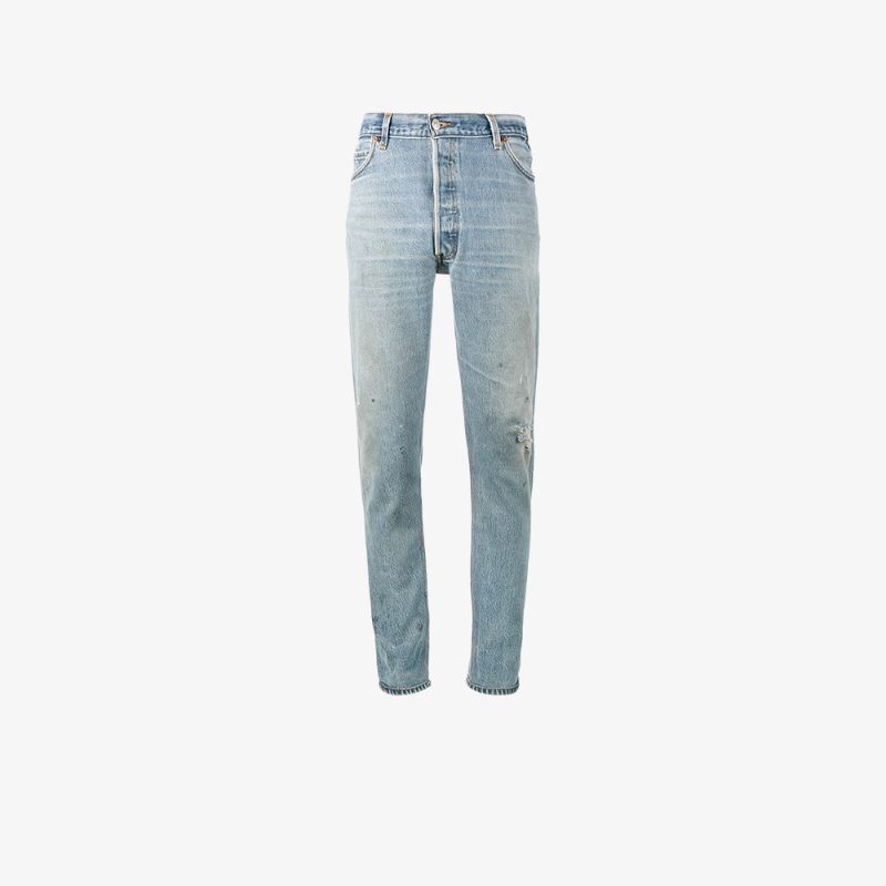 Re/Done Levis Distressed High Waisted Slim Fit Jeans | Browns Fashion