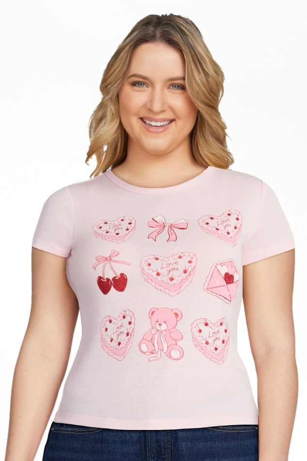 Valentine's Day Women’s Classic Cake Graphic Tee with Short Sleeves, Sizes XXS-XXL | Walmart (US)