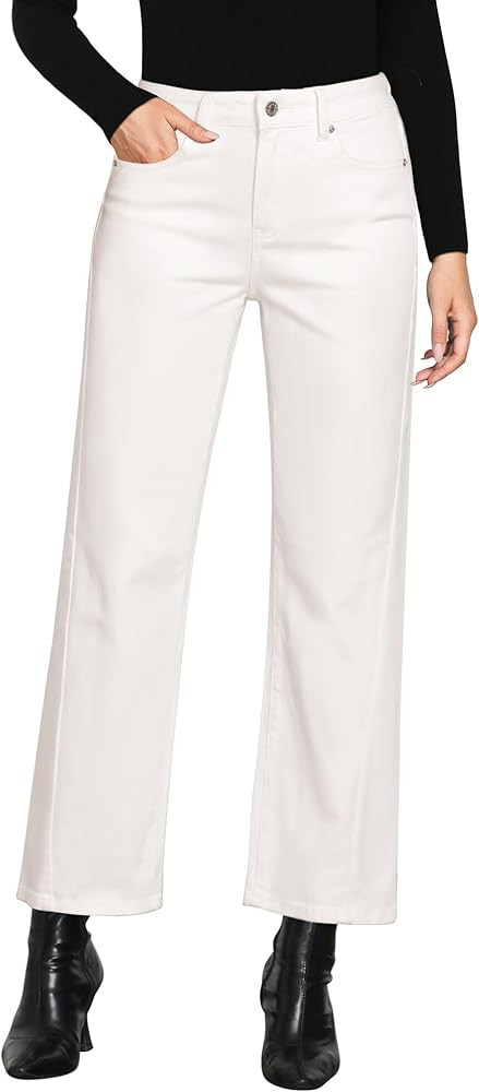 GRAPENT Straight Leg Jeans for Women High Waisted Trendy Ankle Length Forward Seams Stretchy Deni... | Amazon (US)