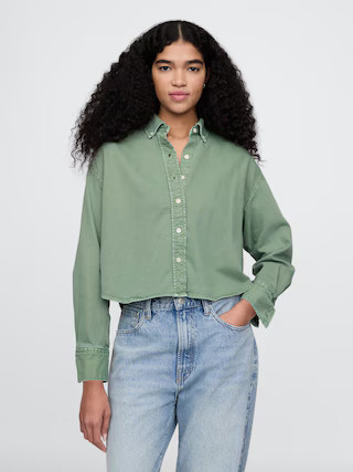UltraSoft Denim Cropped Big Shirt | Gap (US)