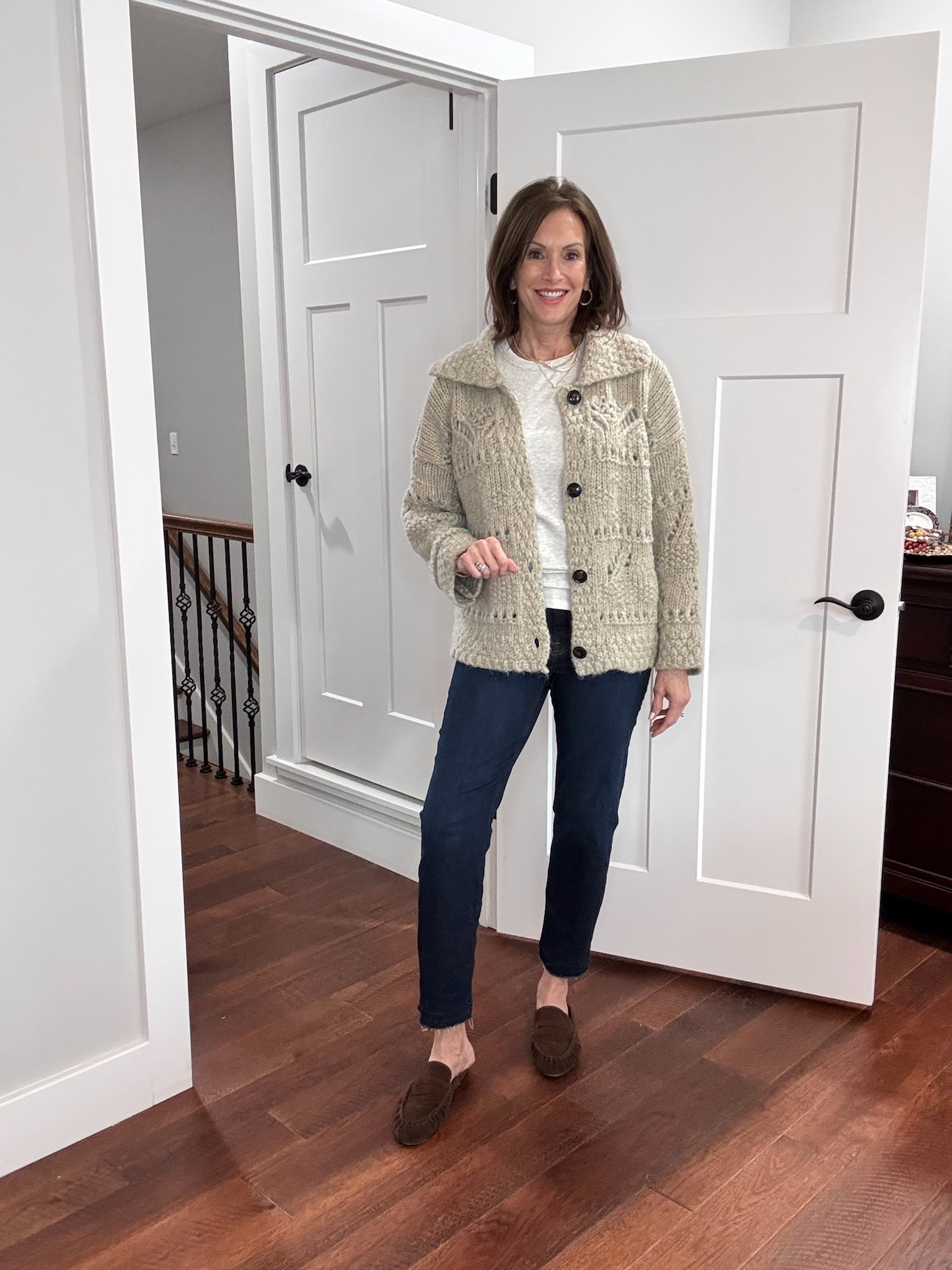 Everyday winter outfit! Contrast tee is super soft! Sized up to an ZL and it’s a little big. Open weave cardigan - Large (it’s big on me. A medium would have been a better fit.) Jeans - size 10

Women’s fashion, outfit inspo, outfit ideas, what to wear for, fashion over 40, fashion over 50, fall outfit ideas, winter fashion, winter styles, winter outfits, winter outfit inspo, holiday styles, holiday outfits, holiday outfit inspo, holiday fashion, trending fashion, chic style, winter to spring outfits, winter to spring style, winter to spring transition outfits

#LTKOver40 #LTKSeasonal #LTKootd