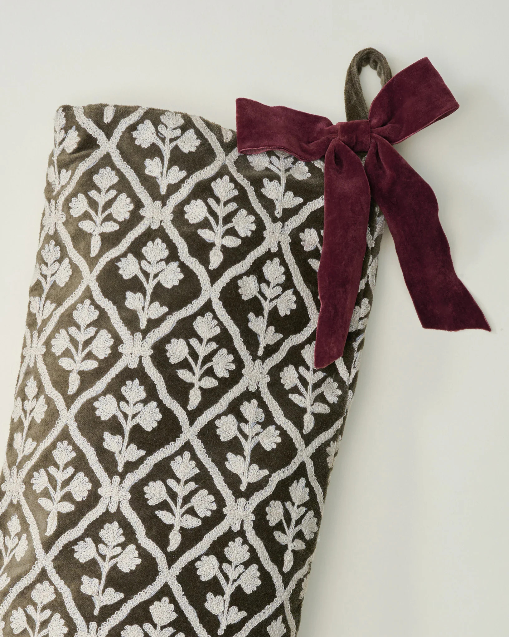 Crewel Embroidered Floral Stocking | Magnolia