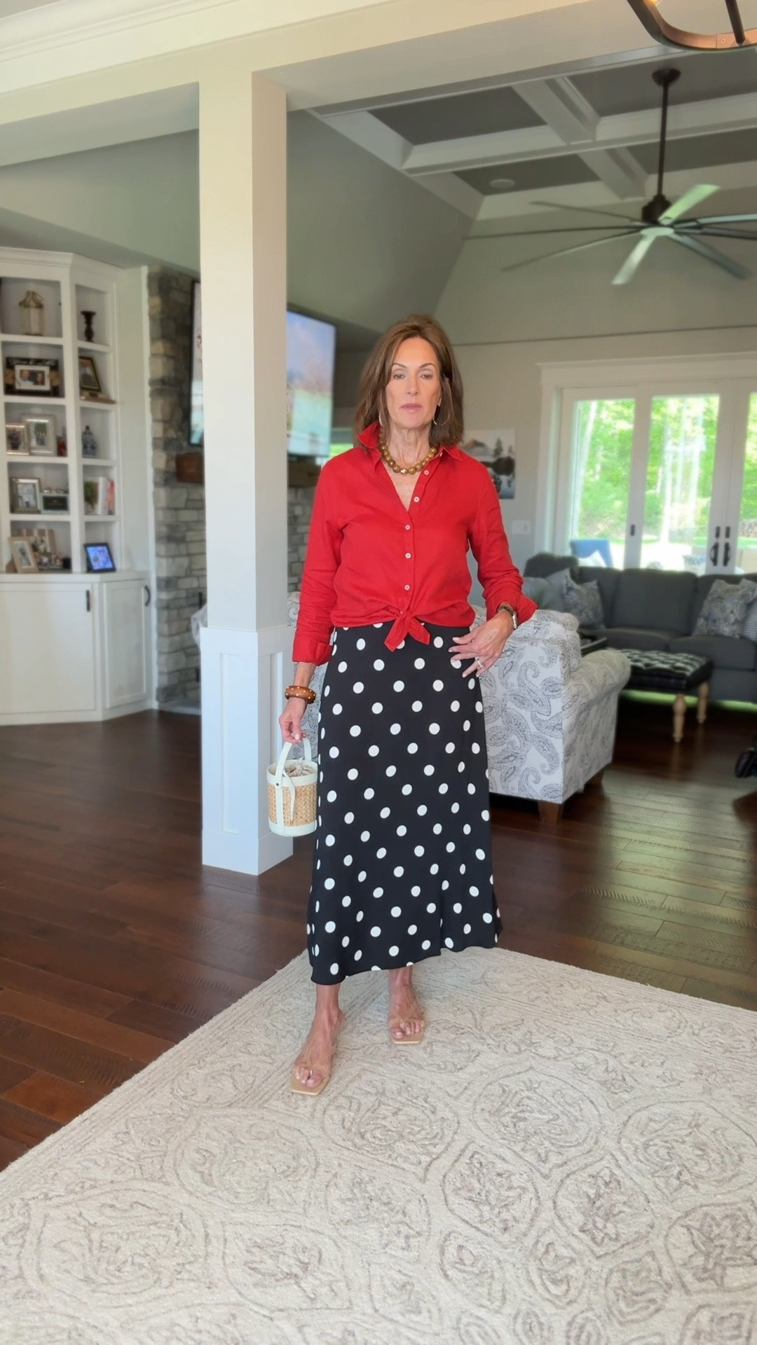Linen shirt - medium 
Viscose polka dot skirt. \ medium

#LTKWorkwear #LTKTall
