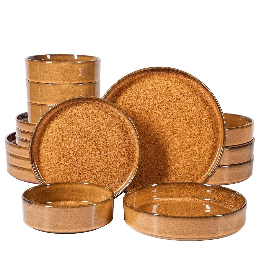 Oprah's Favorite Things - Santorini Mist Double Bowl Terracotta Reactive Glaze Plates and Bowls D... | Amazon (US)