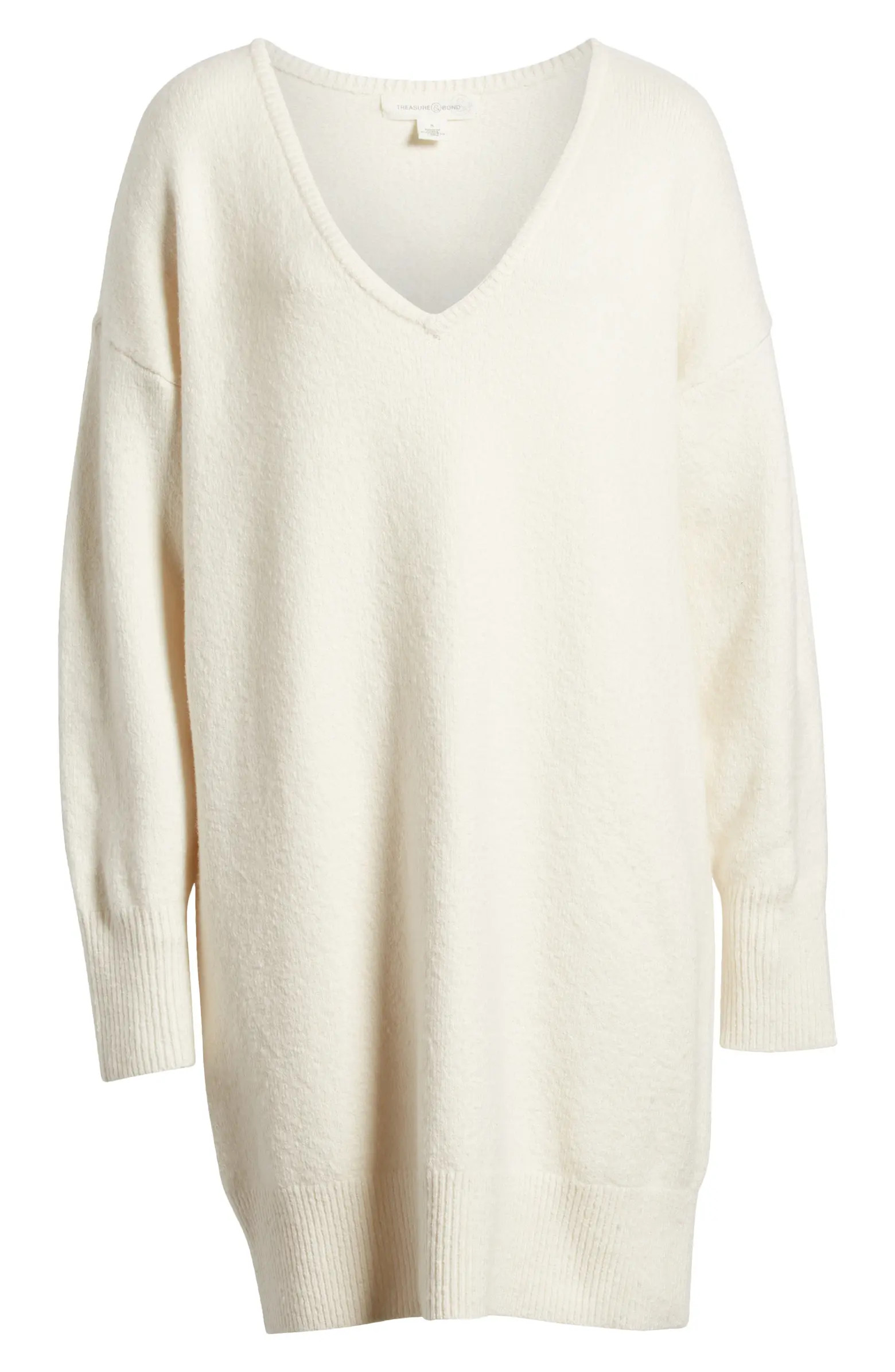 Cotton Blend V-Neck Sweater Dress | Nordstrom