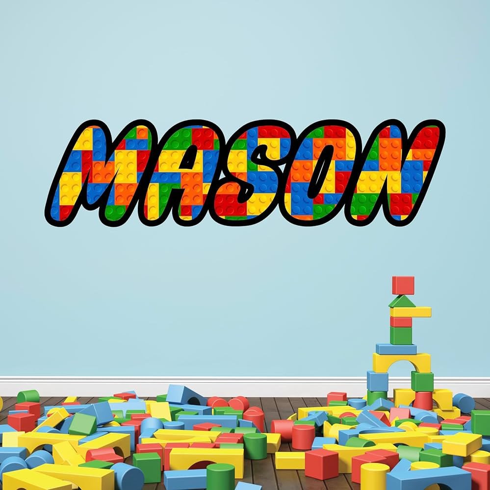 Builder Blocks Wall Sticker for Kids - Personalized Bricks Name Wall Decal - Building Block Playr... | Amazon (US)