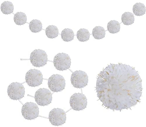 Dxhycc 76 Inch Yarn Pom Pom Garland 10 Balls 3.15inch Christmas Hanging Pom Garland Pom Pom Ball Gar | Amazon (US)