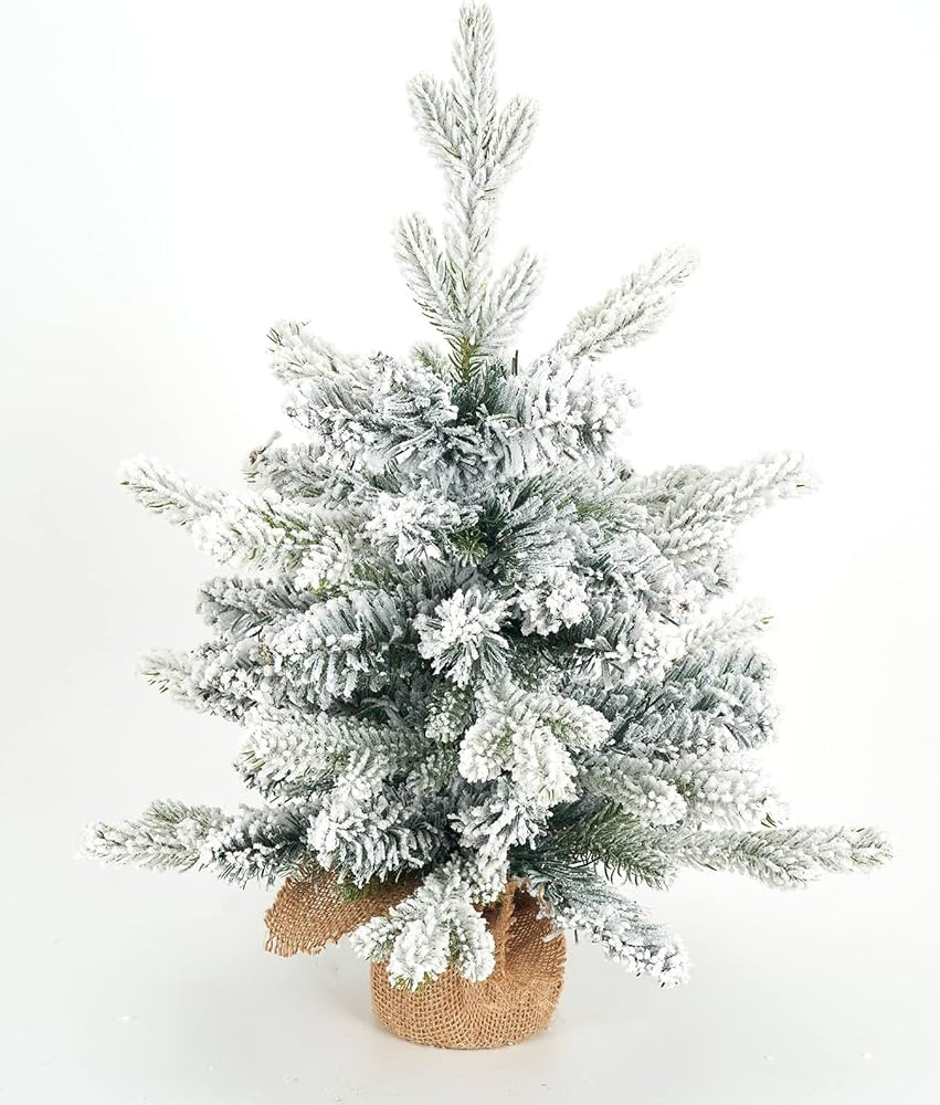 Diahom Tabletop Christmas Tree Artificial Mini Small 18 inches Snow Flocked Xmas Pine Tree for Ta... | Amazon (US)