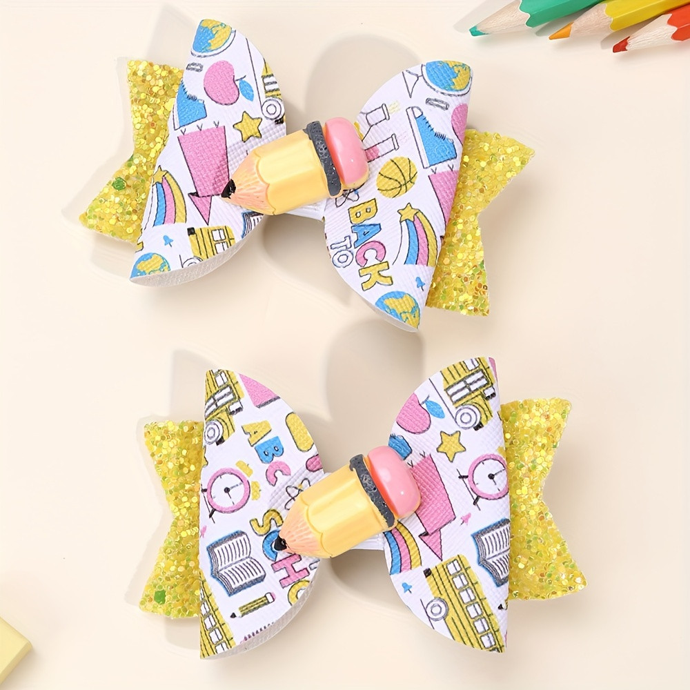 Glitter Bow Hair Clips Girls Cute Back School Accessory - Temu | Temu Affiliate Program