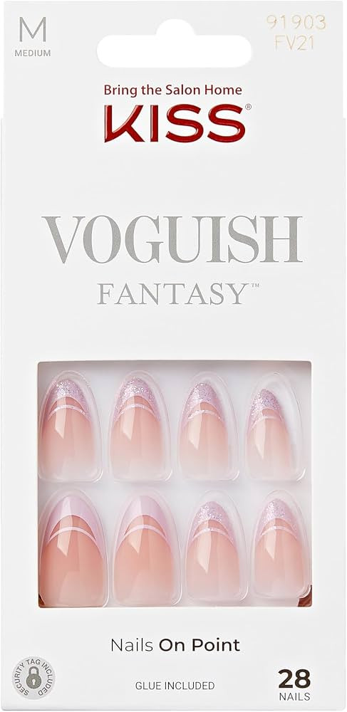 KISS Voguish Fantasy, Press-On Nails, Nail glue included, Rainy Night', Light Pink, Medium Size, ... | Amazon (CA)