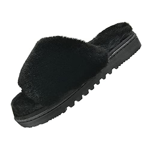 Fluffy Open Toe Slippers For Women Indoor Memory Foam, Comfy Fuzzy Womens Summer House Slippers N... | Amazon (US)