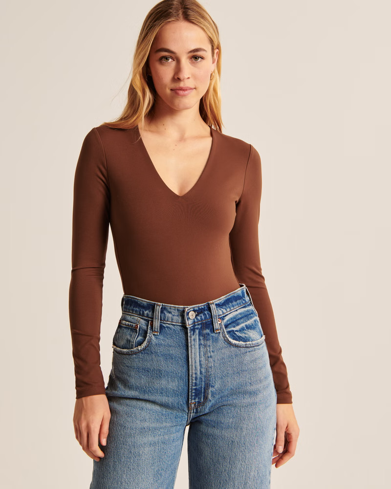 Double-Layered Seamless Fabric V-Neck Bodysuit | Abercrombie & Fitch (US)