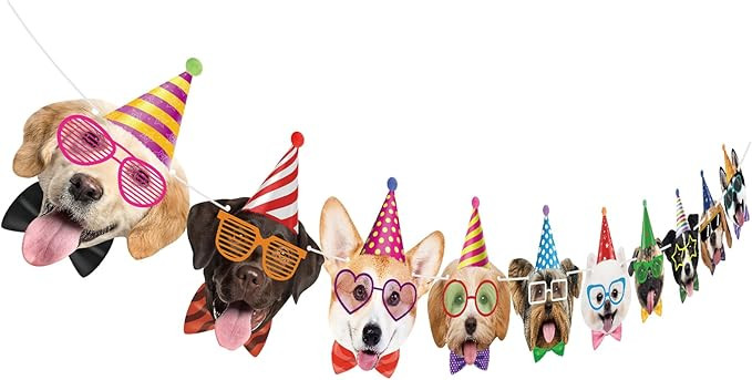 Dog Birthday Banner Dog Faces Themed Party Decorations Puppy Happy Birthday Banner Garland Sign f... | Amazon (US)