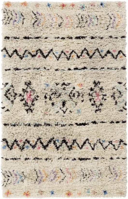 Surya Riad Hand-Knotted Wool Neutral/Black Area Rug | Wayfair North America