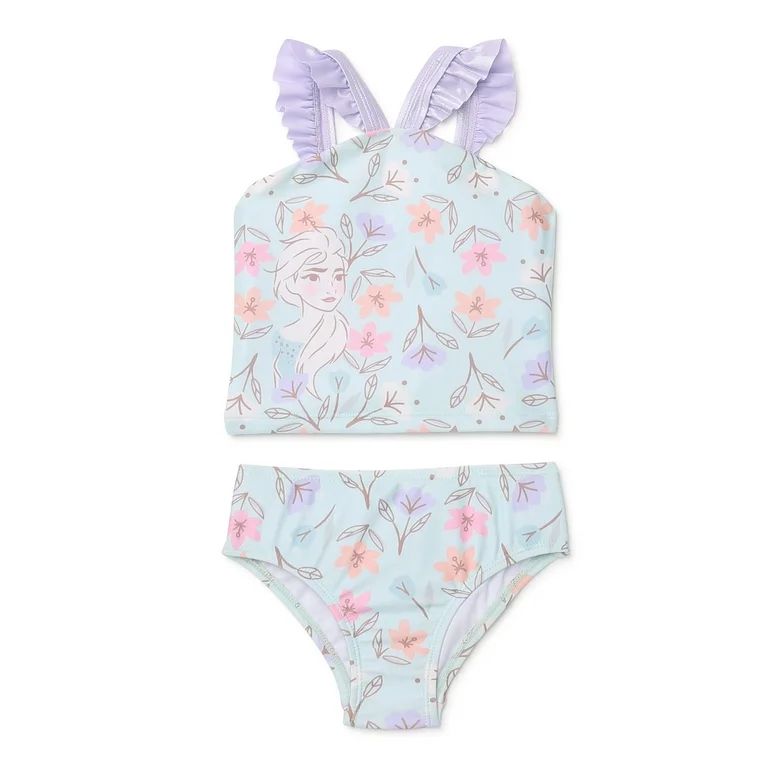 Disney Toddler Girls Frozen Ruffle Strap Tankini Swimsuit with UPF 50+, Sizes 2T-5T - Walmart.com | Walmart (US)