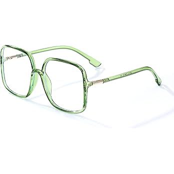 Oversized Square Blue Light Blocking Glasses - Ultralight Fashion Nerd Frames for Women Men | Amazon (US)