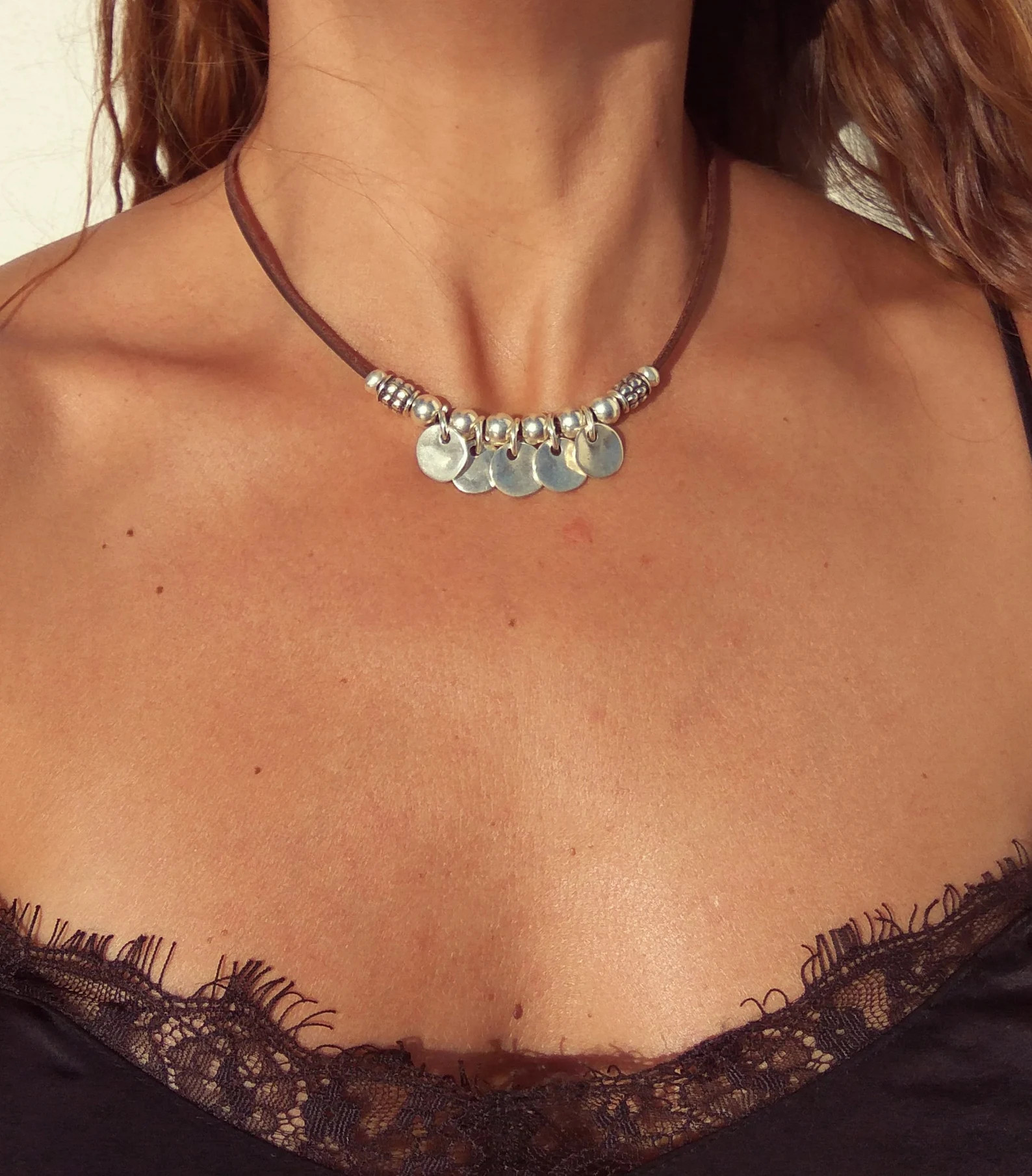 Silver Beaded Necklace for Women, Statement Choker Necklace, Silver Necklace, Boho Necklace, Wome... | Etsy (EU)