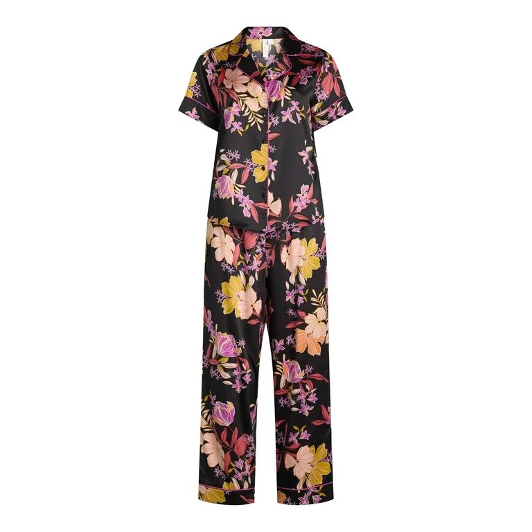 Joyspun Women’s Satin Top and Pants Pajama Set, 2-Piece, Sizes XS-3X | Walmart (US)