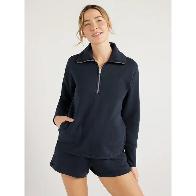 Free Assembly Women's Half Zip Sweatshirt, Sizes XS-XXXL - Walmart.com | Walmart (US)