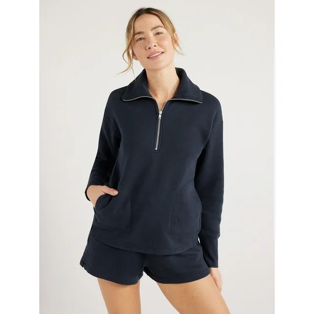 Free Assembly Women's Half Zip Sweatshirt, Sizes XS-XXXL - Walmart.com | Walmart (US)