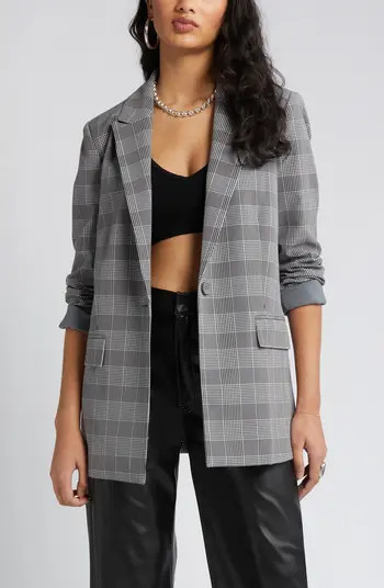Plaid Bracelet Sleeve Blazer | Nordstrom