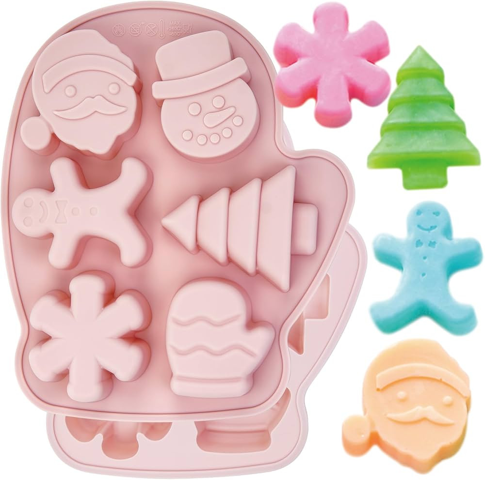 2 Pack Christmas Silicone Baking Mold, Large Christmas Tree Holiday Silicone Molds Soap Candy Mol... | Amazon (US)