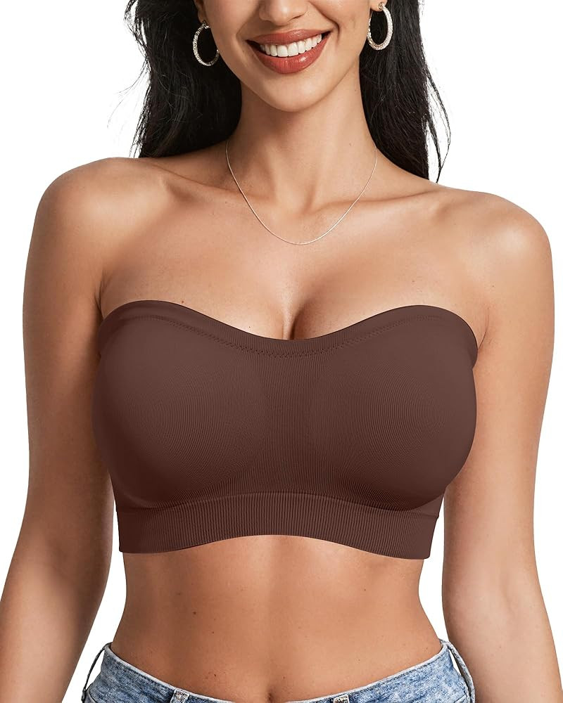 OEAK Strapless Bras for Women Wireless Bandeau Bra Non Slip Push Up Tube Top Seamless Bras Comfor... | Amazon (US)
