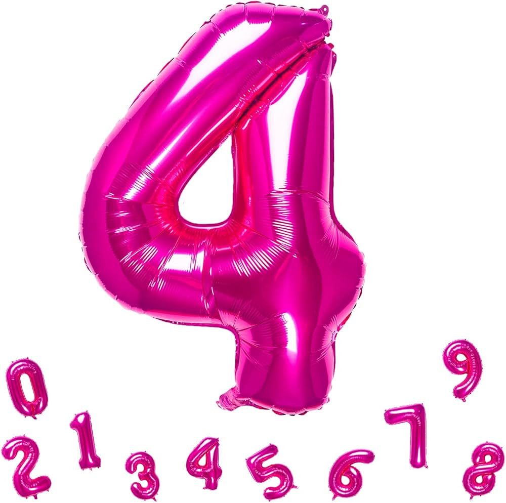 32 Inch Pink Number 4 Balloons Foil Ballon Digital Birthday Party Decoration Supplies (Pink Numbe... | Amazon (US)