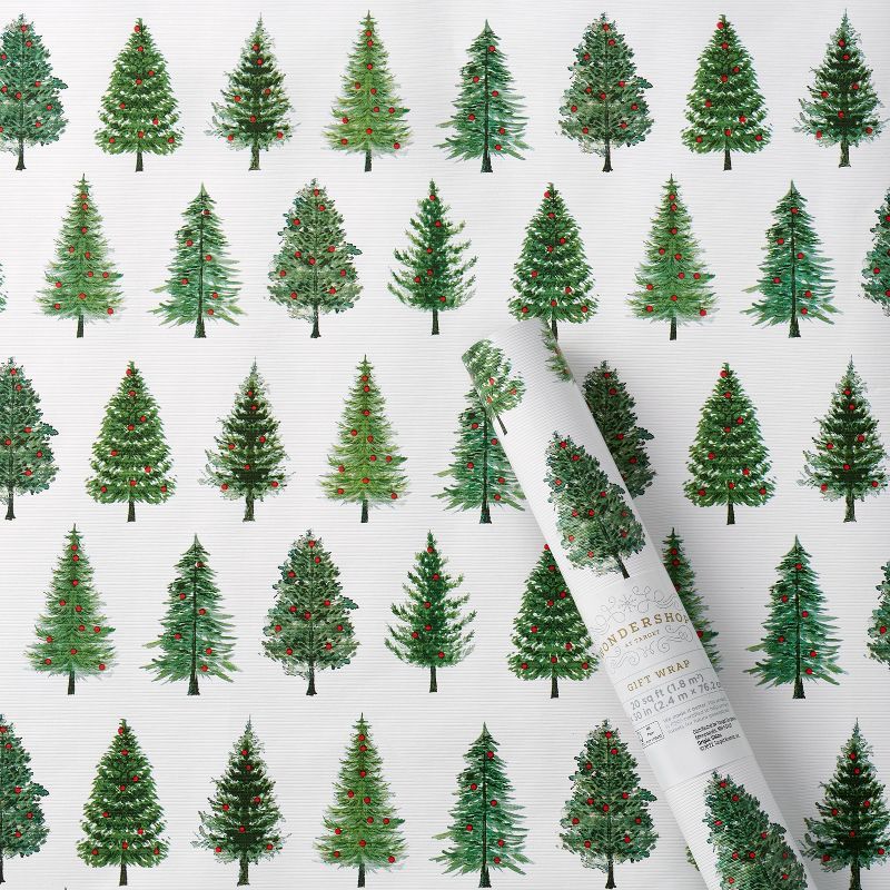 20 sq ft Christmas Trees Gift Wrap White/Green - Wondershop™ | Target