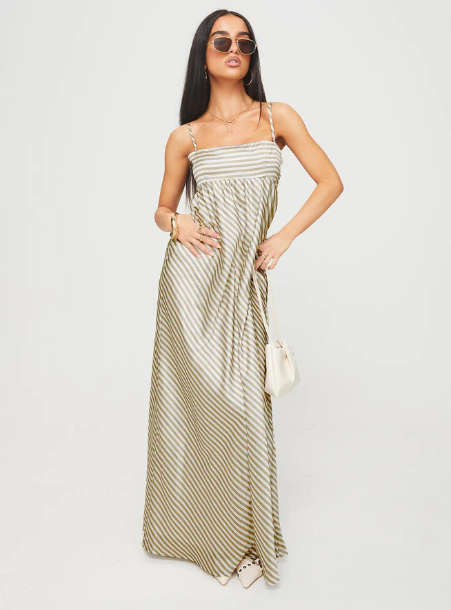 Pansotti Maxi Dress Beige / White Stripe | Princess Polly US