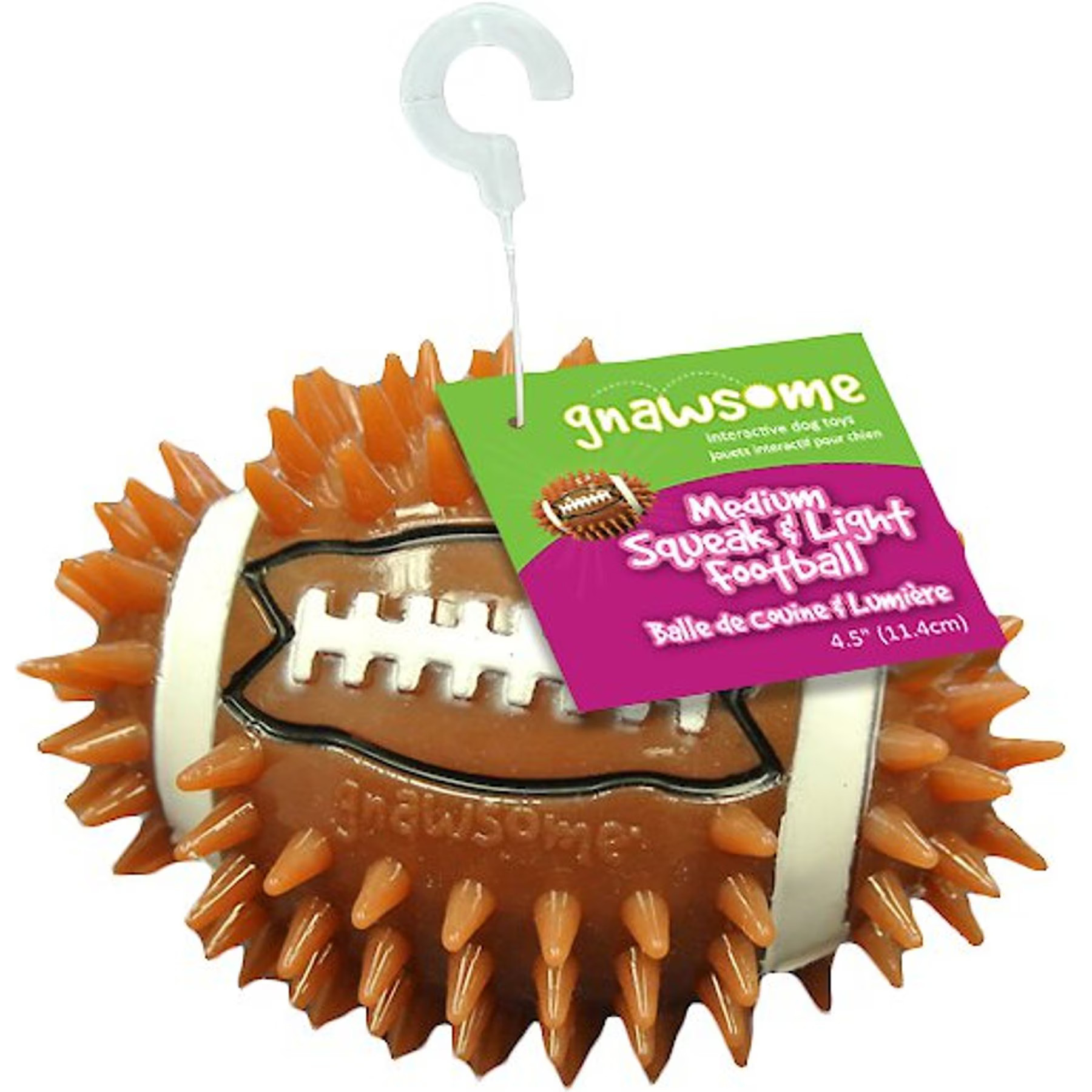 Gnawsome Squeak & Light LED Football Dog Toy, Color Varies, Medium | Chewy.com
