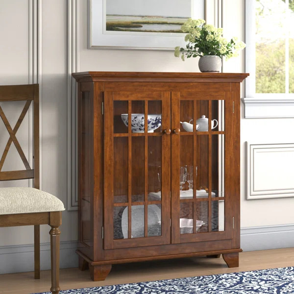 Shelia Lighted Console Curio Cabinet | Wayfair North America