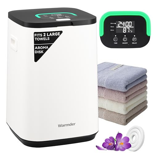 Warmder Upgraded Towel Warmers for Bathroom, Towel Warmer Bucket with Timer 20/40/60Min, LED Display, Delay Timer Up to 24Hours, Auto Shut Off, Child Lock, Fits Two 40x70 Towels Blankets PJ's - Black | Amazon (US)