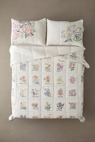 State Flower Embroidered Quilt | Urban Outfitters (US and RoW)