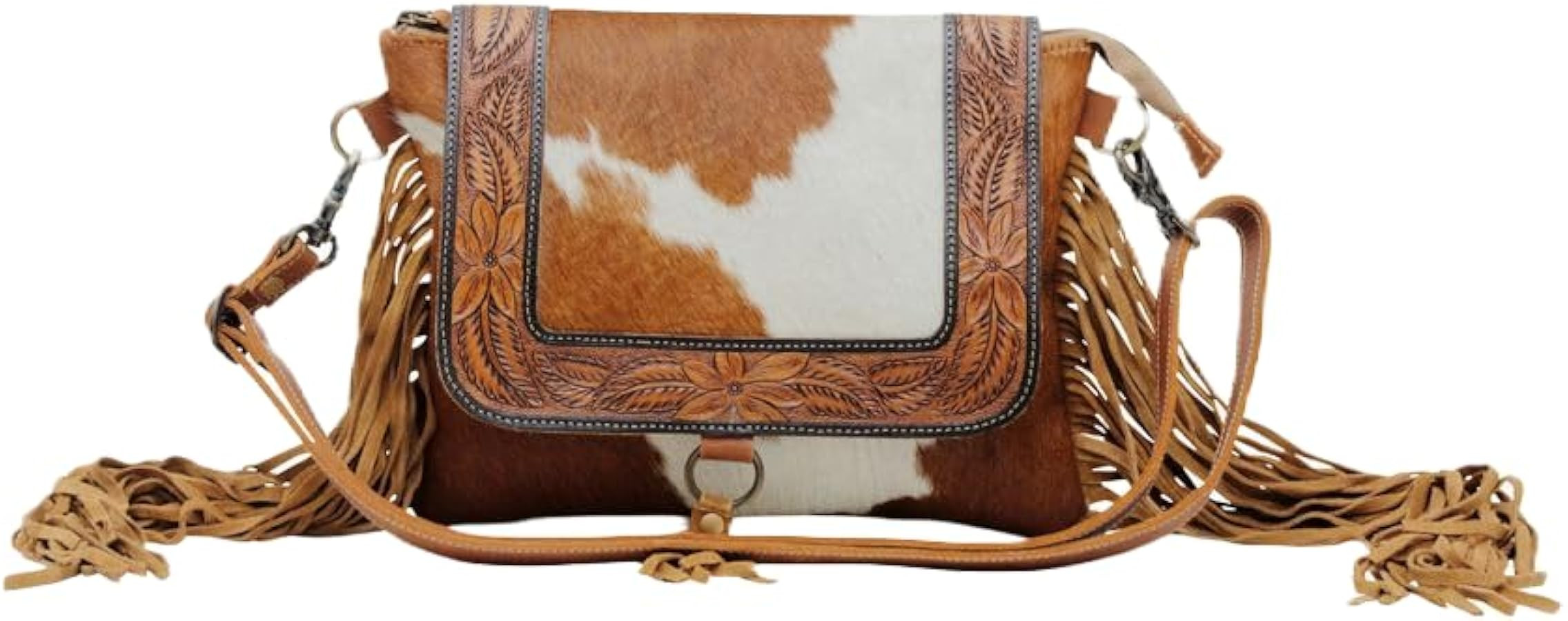 Myra Bag Western Leather Shoulder Bag for Women, Upcycled Cotton Hairon Crossbody Bag with Tassel... | Amazon (US)