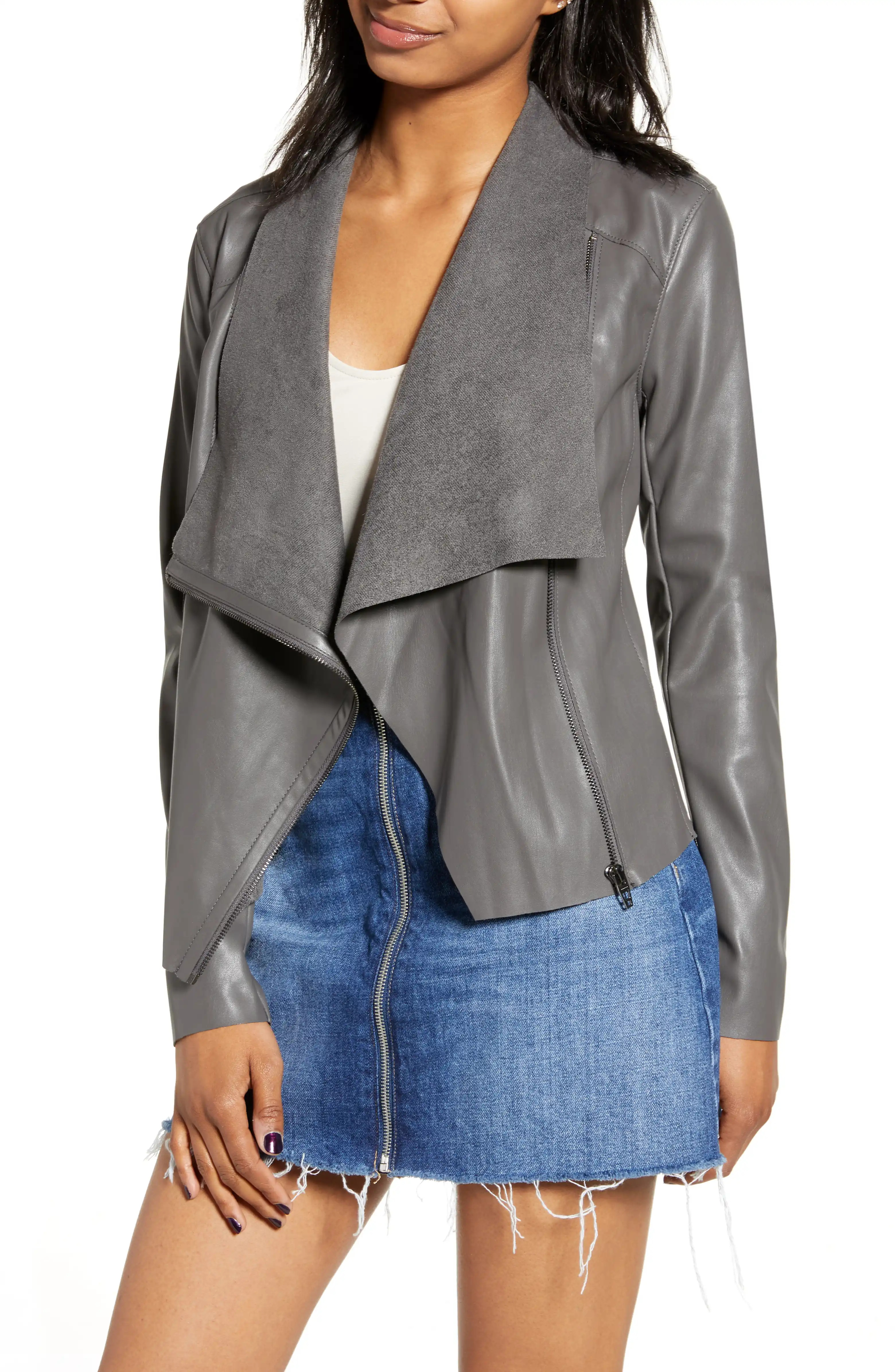 Onto the Next Faux Leather Drape Front Jacket | Nordstrom