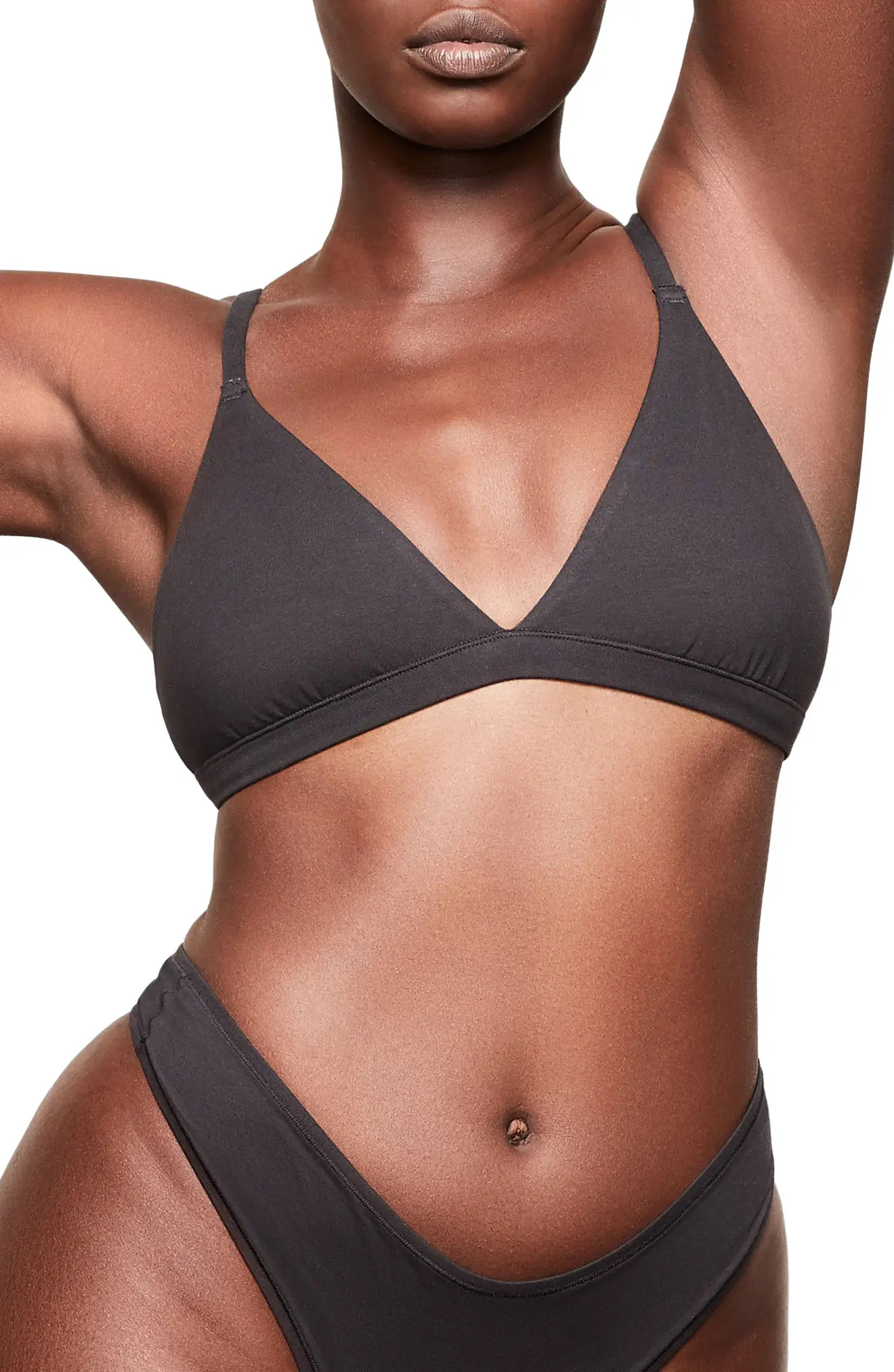 SKIMS Cotton Triangle Bralette in Soot at Nordstrom, Size Small | Nordstrom