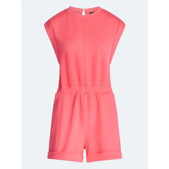 Scoop Women's and Women's Plus Scubaknit Crewneck Romper, Sizes XS-4X | Walmart (US)